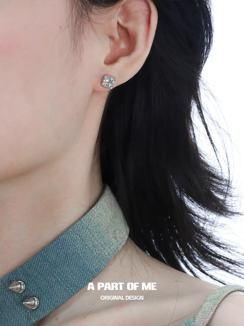 Square S925 Sterling Silver Opal Stud Earrings