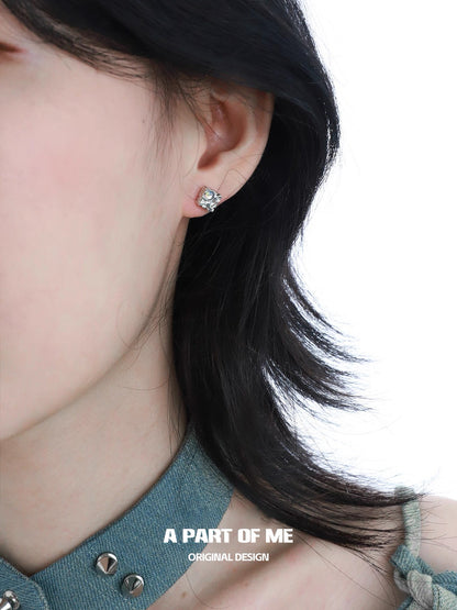 Square S925 Sterling Silver Opal Stud Earrings