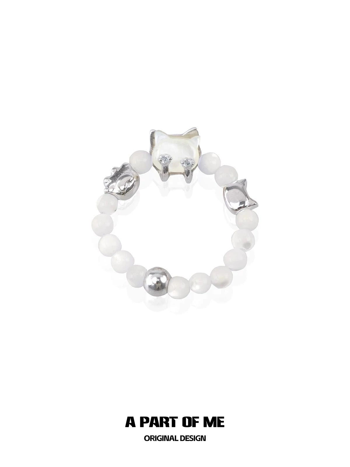 Seashell Cat S925 Sterling Silver Seashell Beads Ring