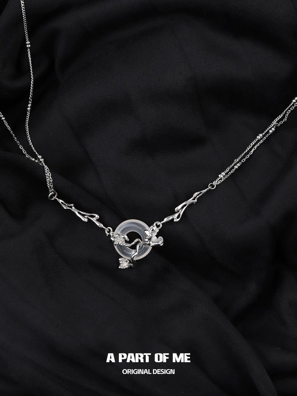 Laurel Series S925 Sterling Silver Natural Chalcedony Mini Flower Necklace