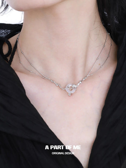 Laurel Series S925 Sterling Silver Natural Chalcedony Mini Flower Necklace