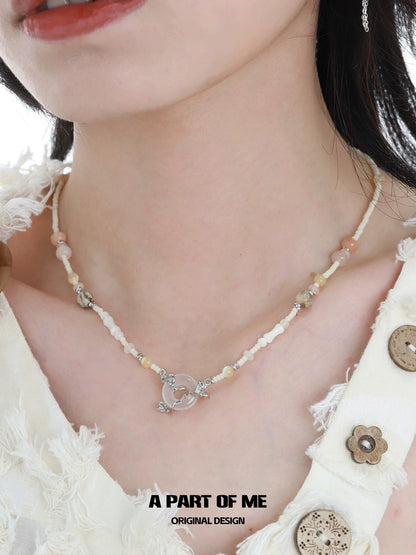 Laurel Series S925 Sterling Silver Crystal Beads Natural Chalcedony Necklace