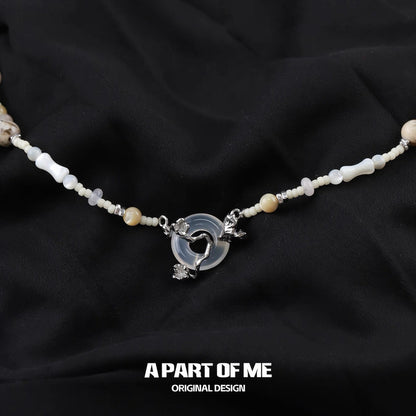 Laurel Series S925 Sterling Silver Crystal Beads Natural Chalcedony Necklace