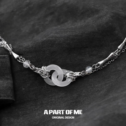 Interlinked Rings 18K Platinum Plating Artificial Agate Necklace