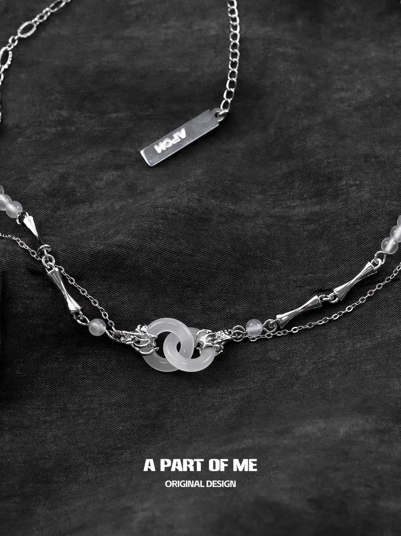 Interlinked Rings 18K Platinum Plating Artificial Agate Necklace