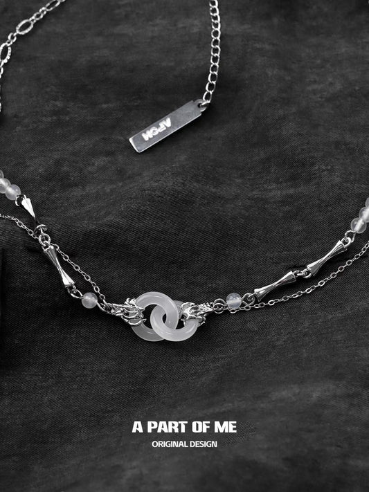 Interlinked Rings 18K Platinum Plating Artificial Agate Necklace