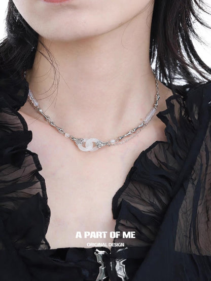 Interlinked Rings 18K Platinum Plating Artificial Agate Necklace