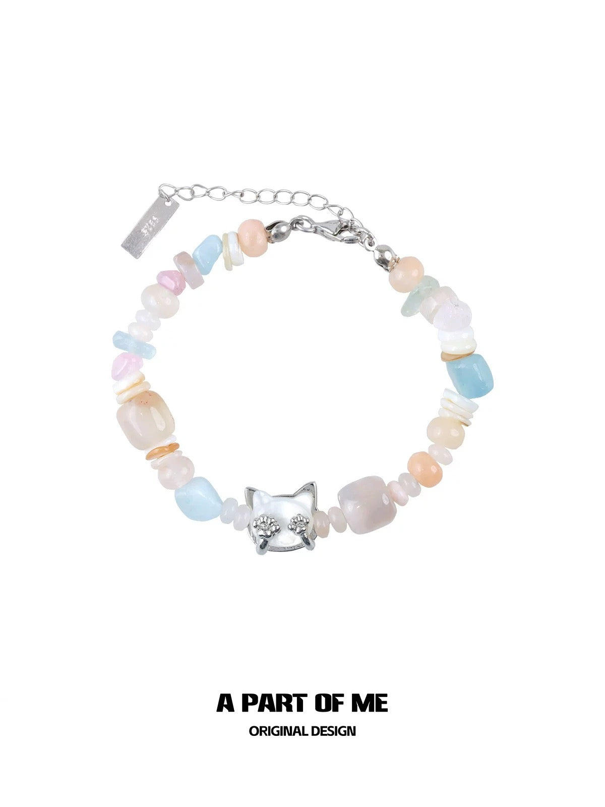 Seashell Cat S925 Sterling Silver Crystal Beads Bracelet