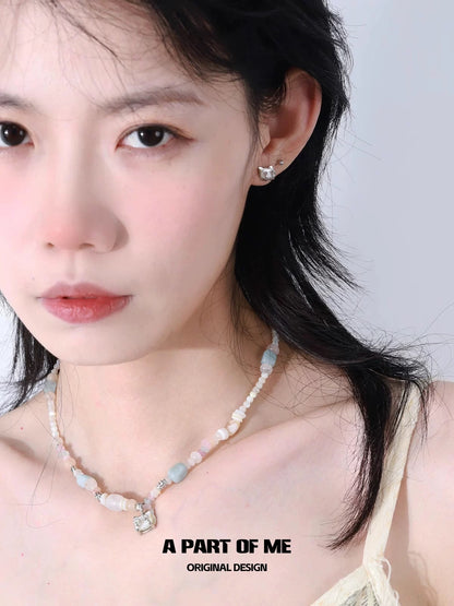 Seashell Cat S925 Sterling Silver Crystal Beads Necklace