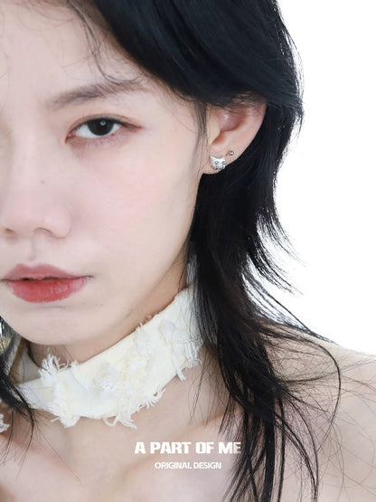 Seashell Cat S925 Sterling Silver Stud Earrings