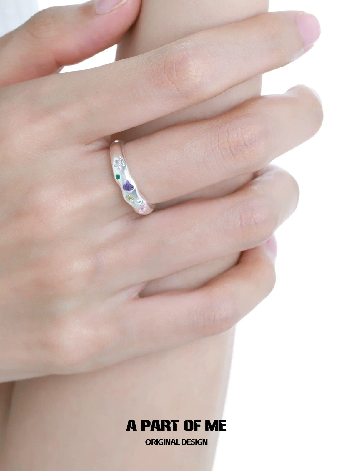 Rainbow Candy S925 Sterling Silver Adjustable Couple Ring