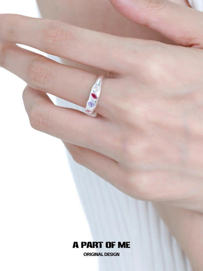 Rainbow Candy S925 Sterling Silver Adjustable Couple Ring