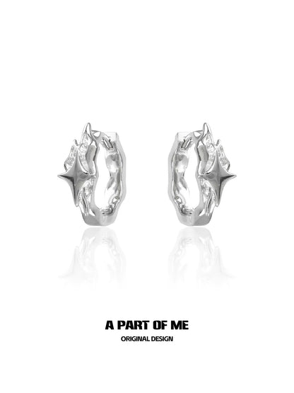 Starlight 18K Platinum Plating Huggies Earrings