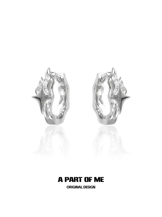 Starlight 18K Platinum Plating Huggies Earrings