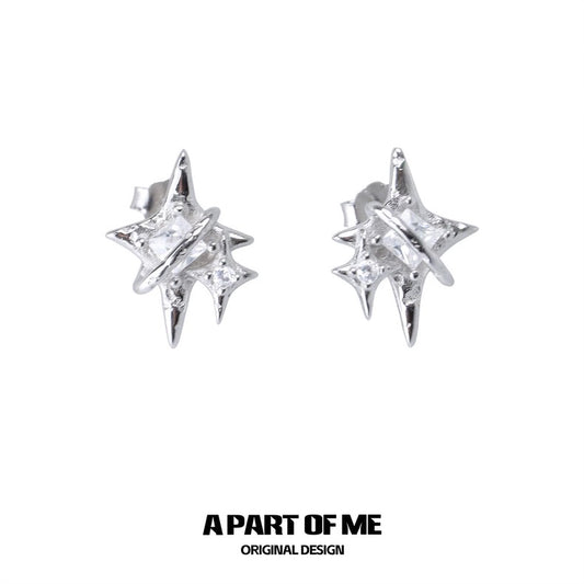 Starlight S925 Sterling Silver Twin Stars Stud Earrings