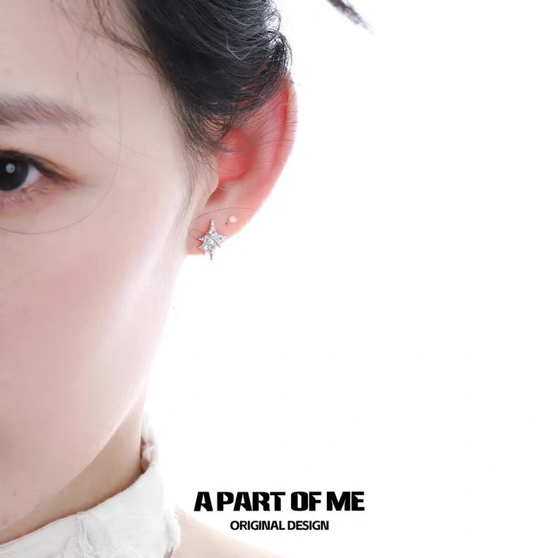 Starlight S925 Sterling Silver Twin Stars Stud Earrings