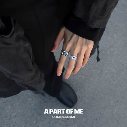 SIM Card Collection S925 Sterling Silver Adjustable Couple Ring