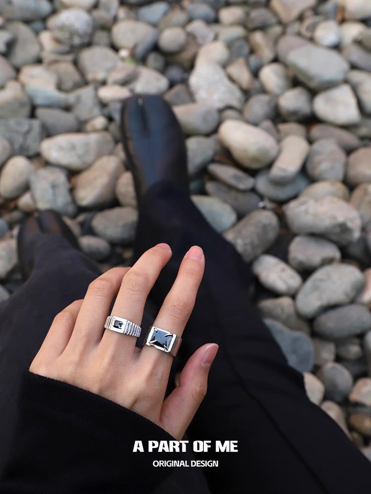 SIM Card Collection S925 Sterling Silver Adjustable Couple Ring