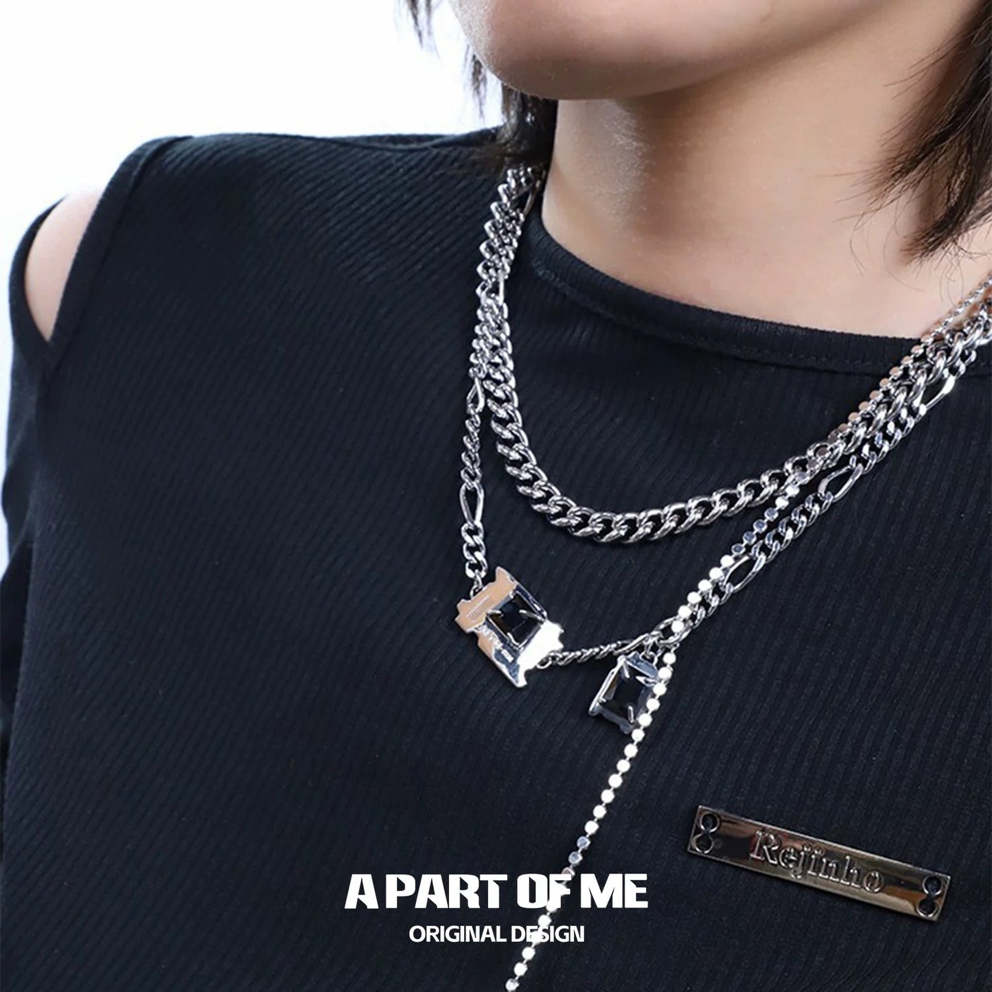 SIM Card 18K Platinum Plating Double Layer Necklace