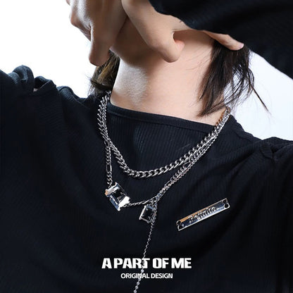 SIM Card 18K Platinum Plating Double Layer Necklace