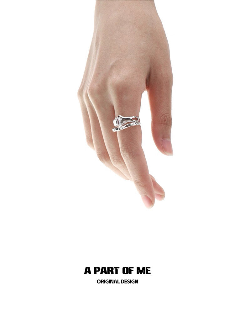 Cybernetics S925 Sterling Silver Double Layer Adjustable Ring