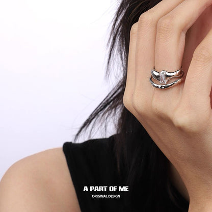 Cybernetics S925 Sterling Silver Double Layer Adjustable Ring