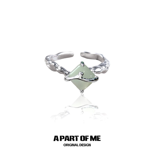 Aventurine S925 Sterling Silver Adjustable Ring