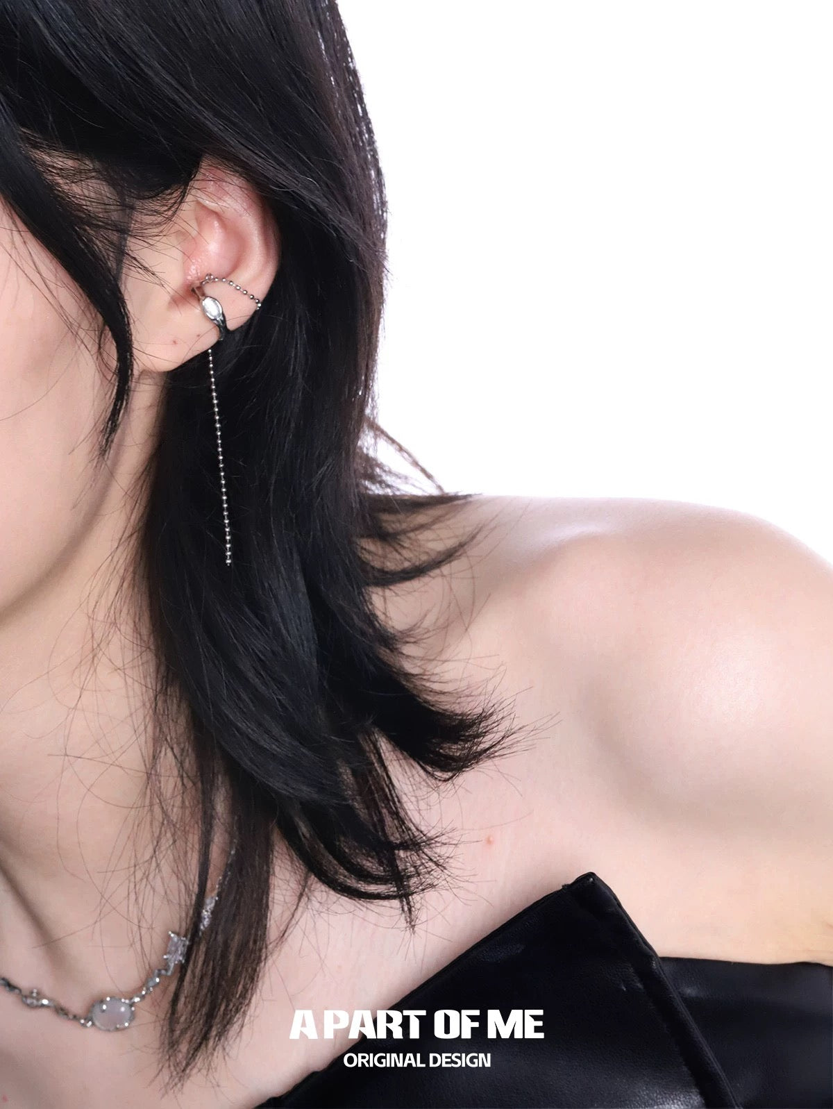 Dawn Series 18K Platinum Plating Natural Chalcedony Earcuffs