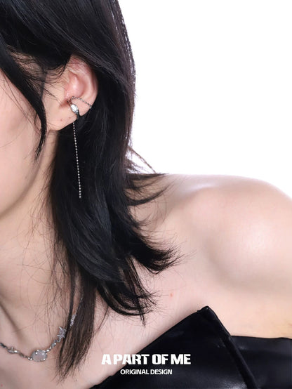 Dawn Series 18K Platinum Plating Natural Chalcedony Earcuffs