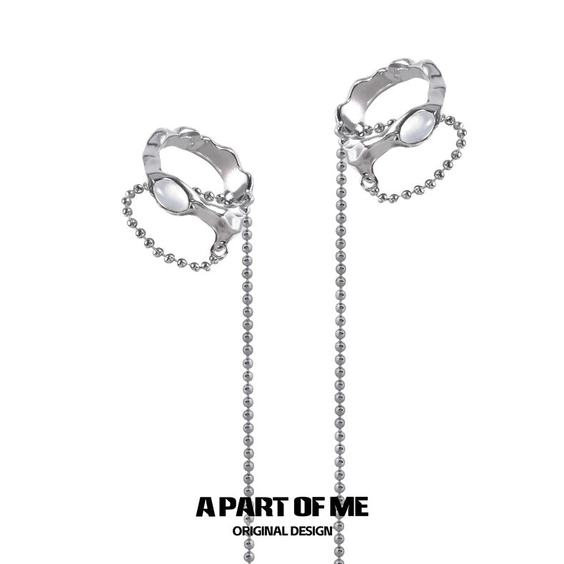 Dawn Series 18K Platinum Plating Natural Chalcedony Earcuffs