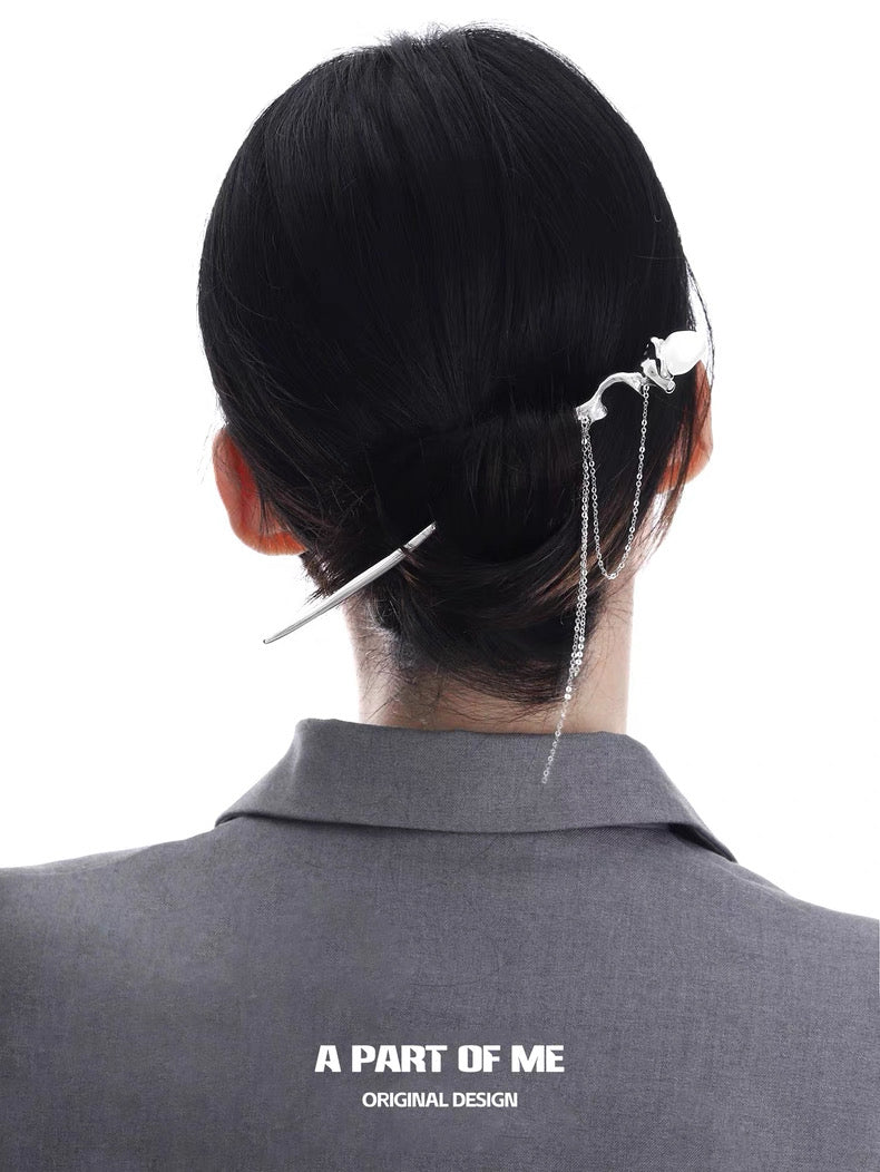 Pearl & Diamond 18K Platinum Plating Detachable Tassel Hairpin