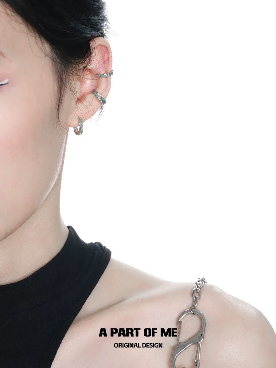 Mint Collection 18K Platinum Plating Earcuffs & Huggies Earrings