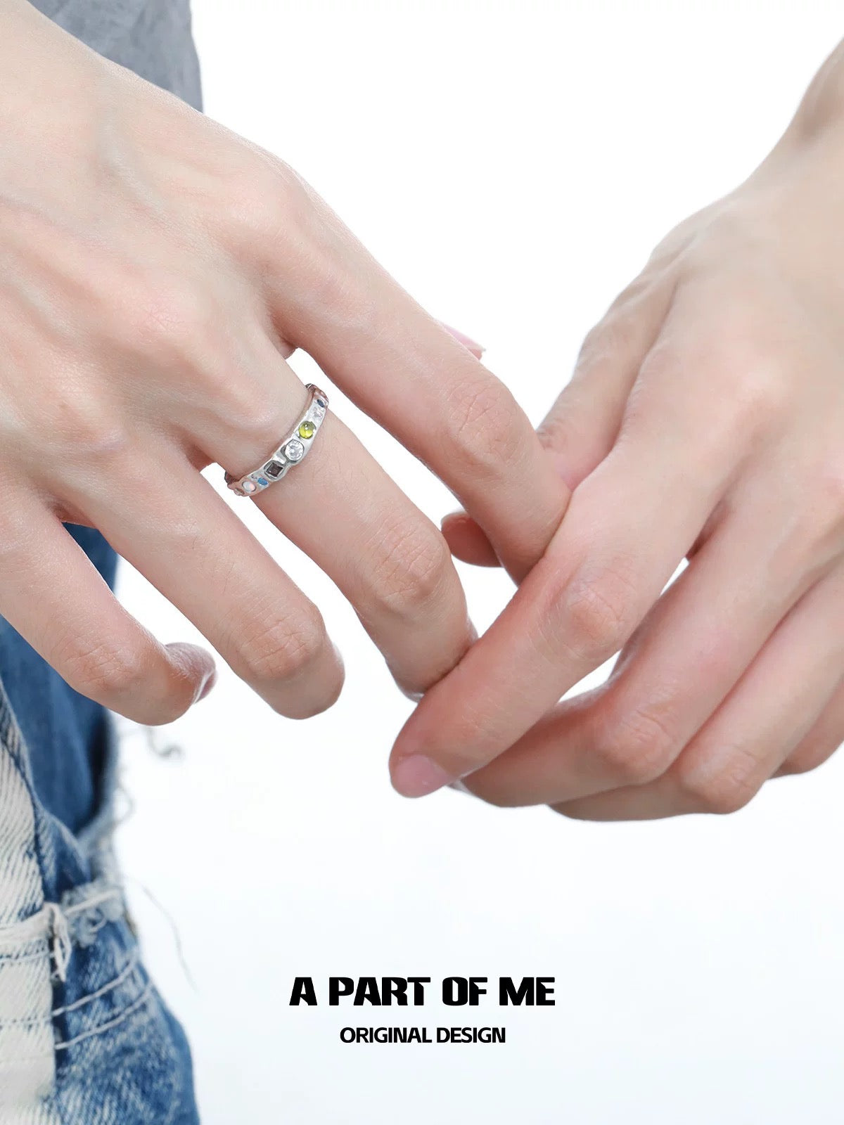 Rainbow Collection S925 Sterling Silver Opal Couple Rings