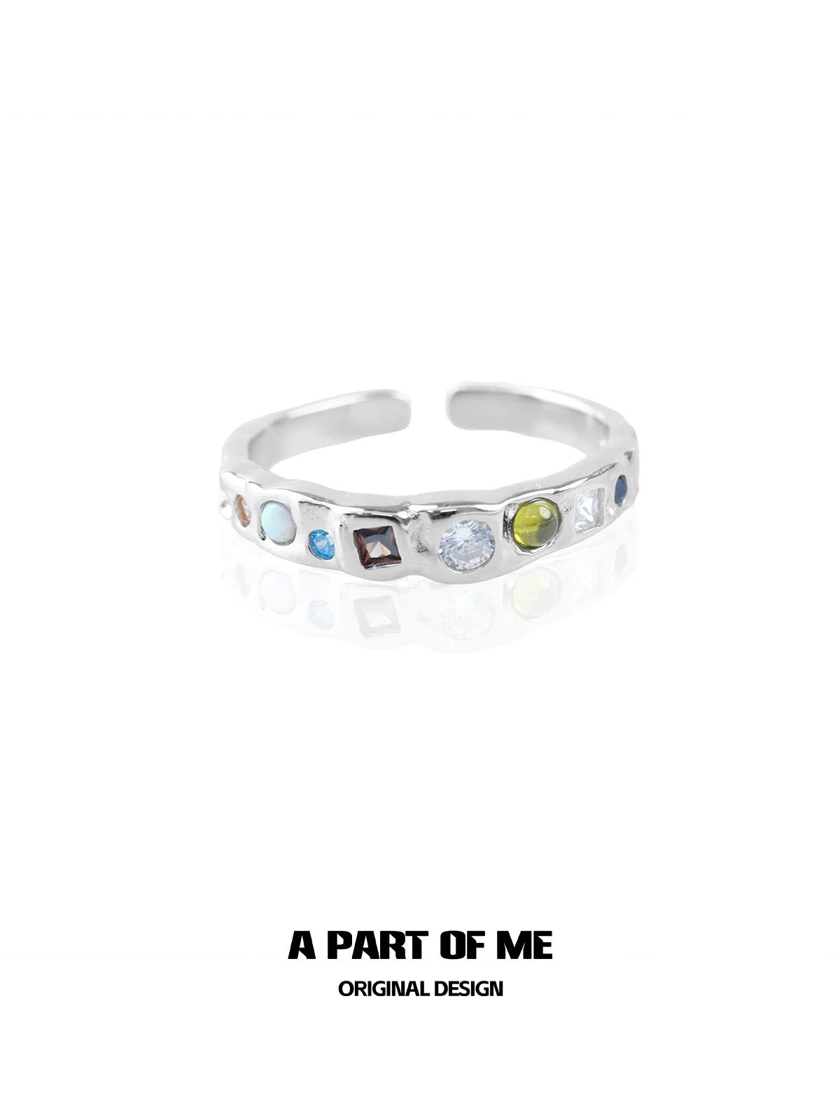 Rainbow Collection S925 Sterling Silver Opal Couple Rings