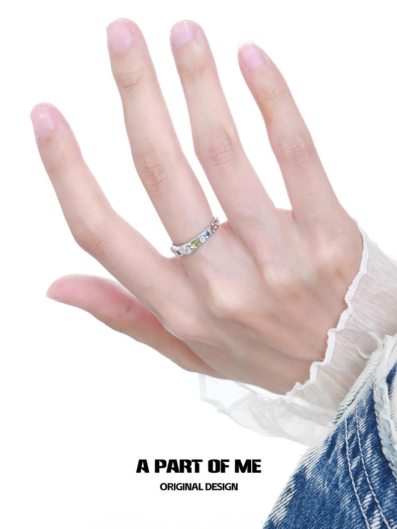 Rainbow Collection S925 Sterling Silver Opal Couple Rings