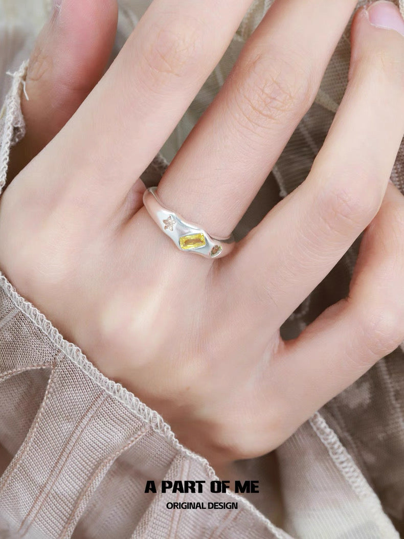 Rainbow Collection S925 Sterling Silver Y2K Star Couple Ring