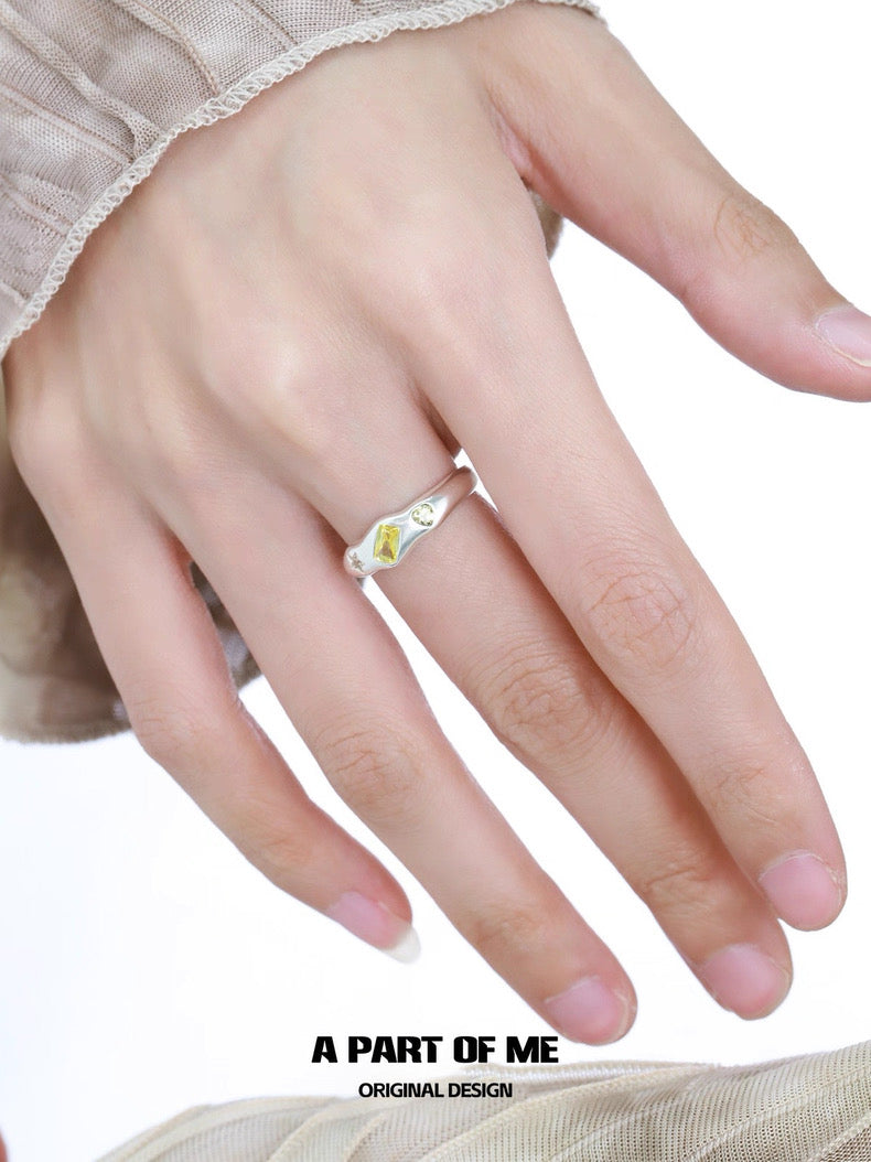 Rainbow Collection S925 Sterling Silver Y2K Star Couple Ring