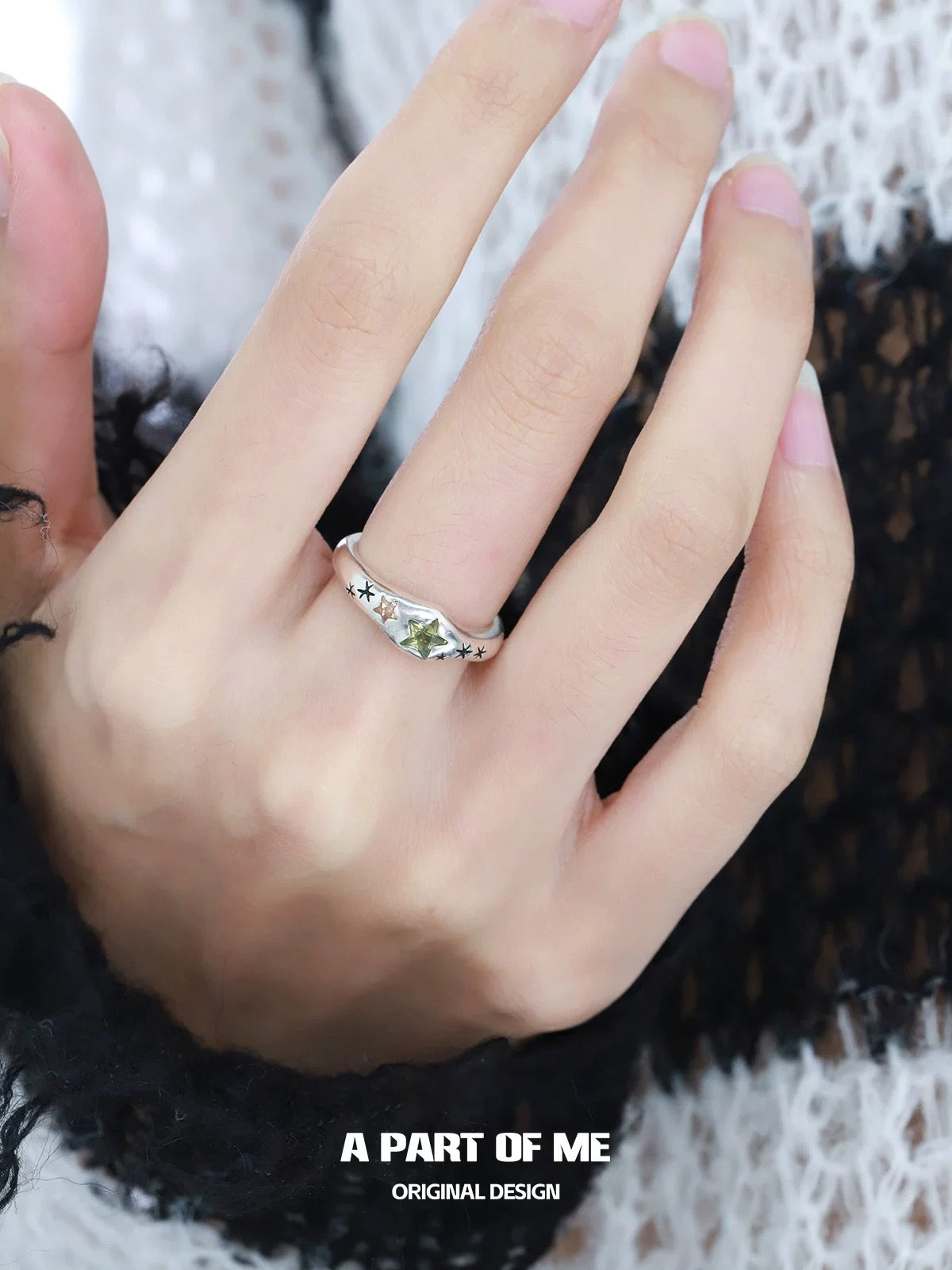 Rainbow Collection S925 Sterling Silver Y2K Star Couple Ring