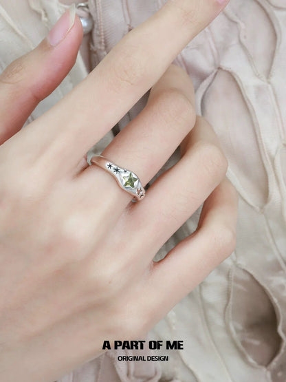 Rainbow Collection S925 Sterling Silver Y2K Star Couple Ring