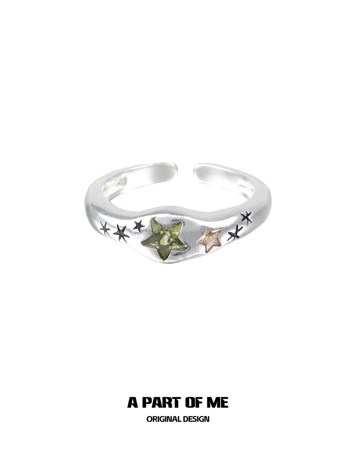 Rainbow Collection S925 Sterling Silver Y2K Star Couple Ring