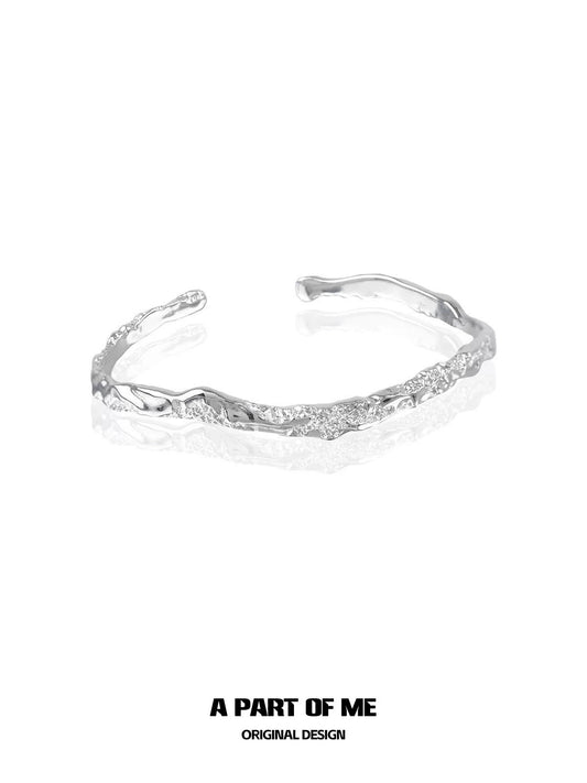 Fragmented S925 Sterling Silver Classic Bangle
