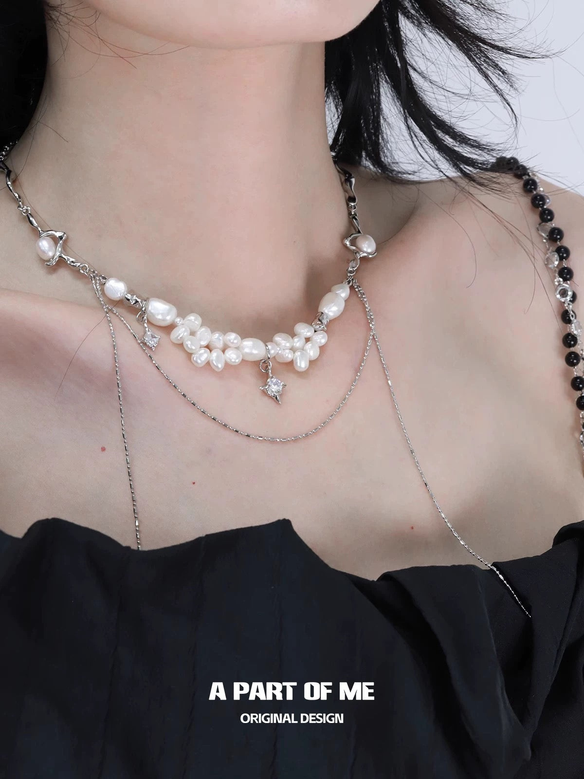 Baroque Pearl 18K Platinum Plating Tassel Choker