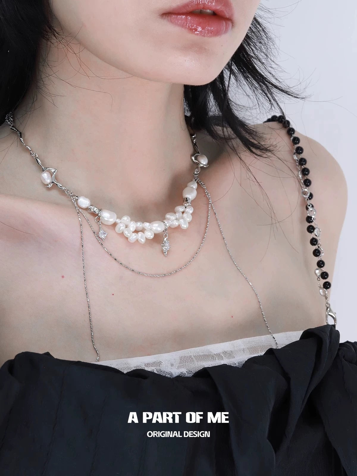 Baroque Pearl 18K Platinum Plating Tassel Choker