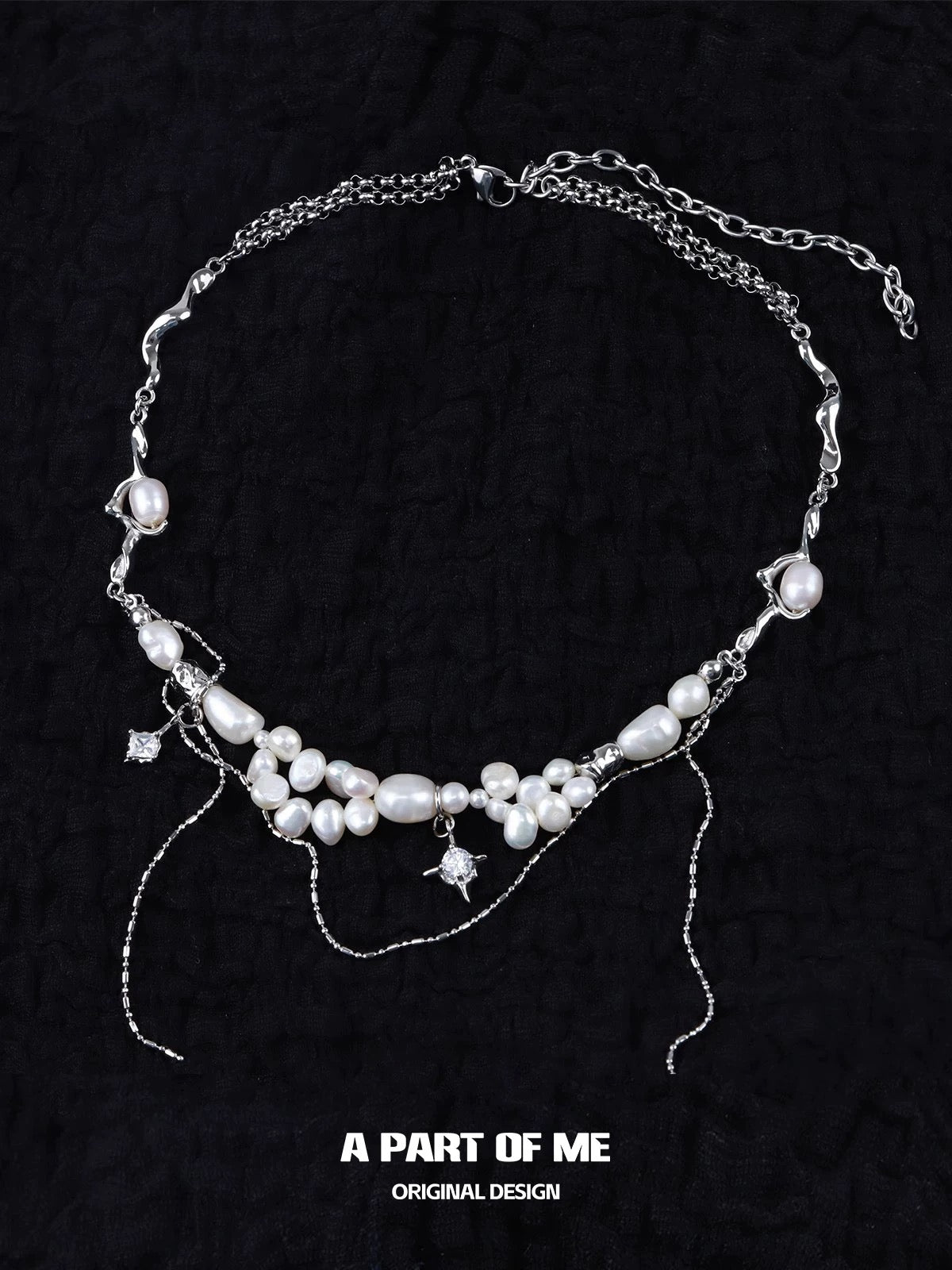 Baroque Pearl 18K Platinum Plating Tassel Choker