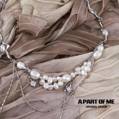 Baroque Pearl 18K Platinum Plating Tassel Choker