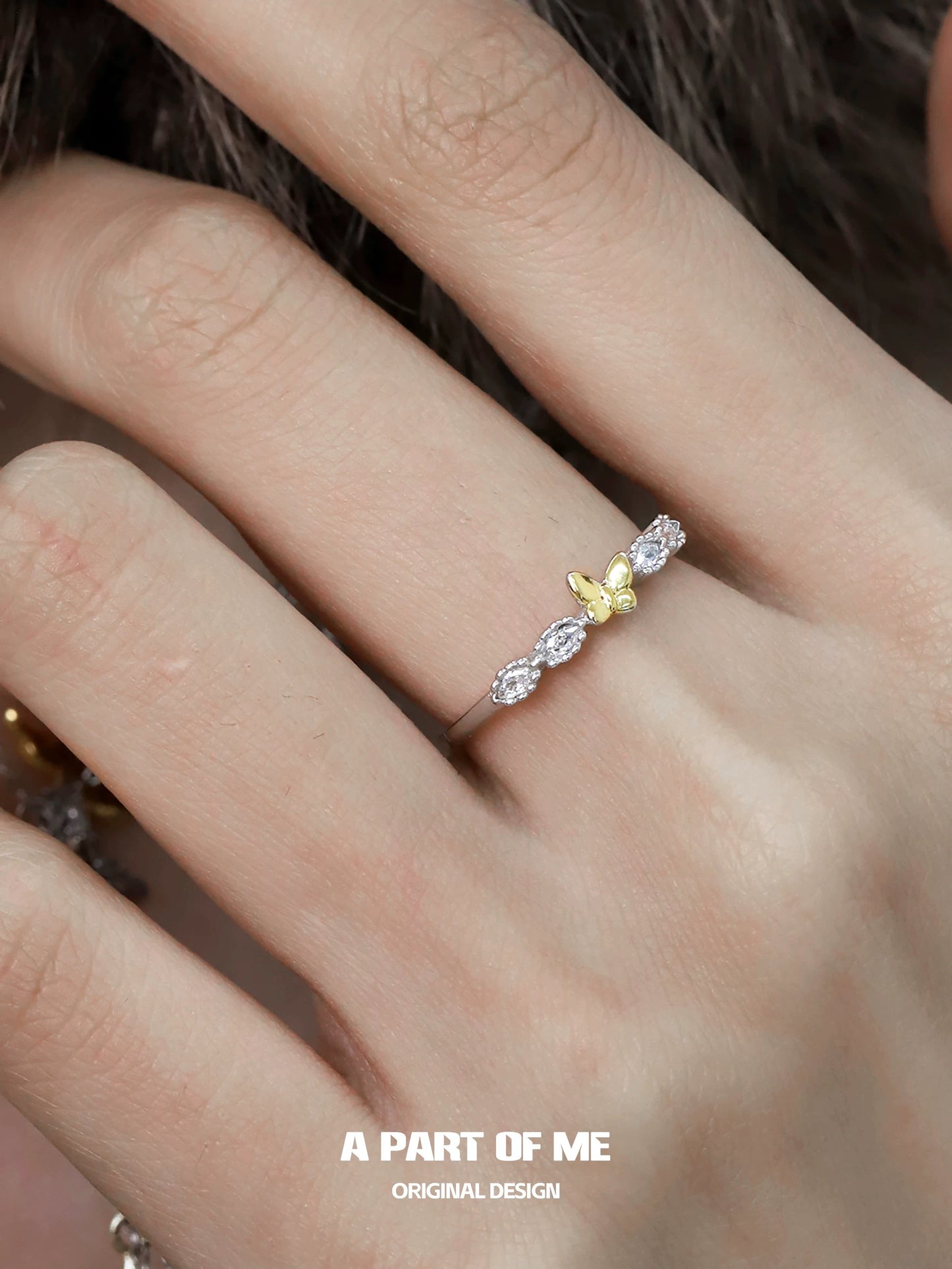 Mini Golden Butterfly S925 Sterling Silver Ring