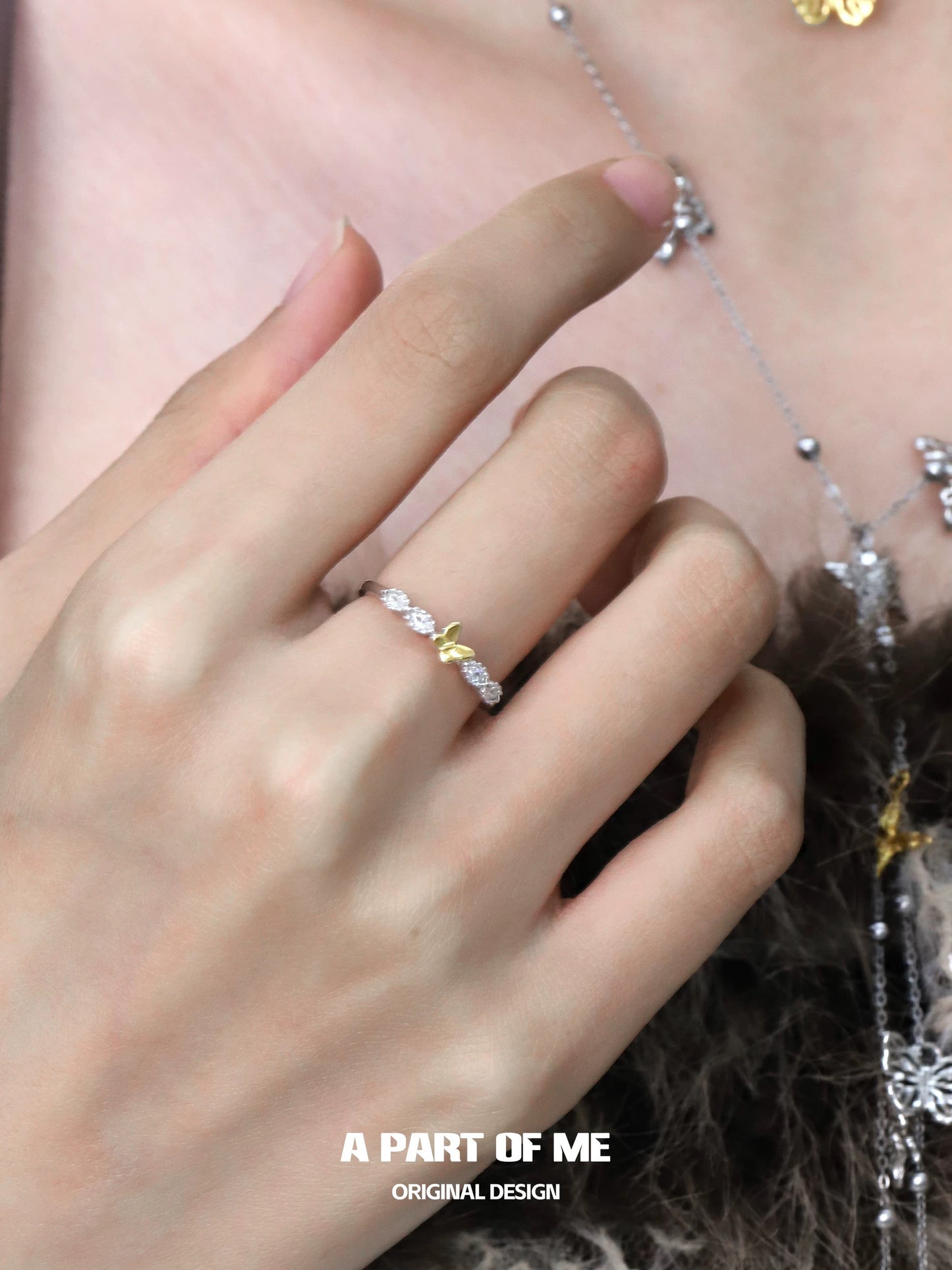 Mini Golden Butterfly S925 Sterling Silver Ring