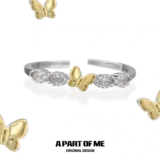 Mini Golden Butterfly S925 Sterling Silver Ring