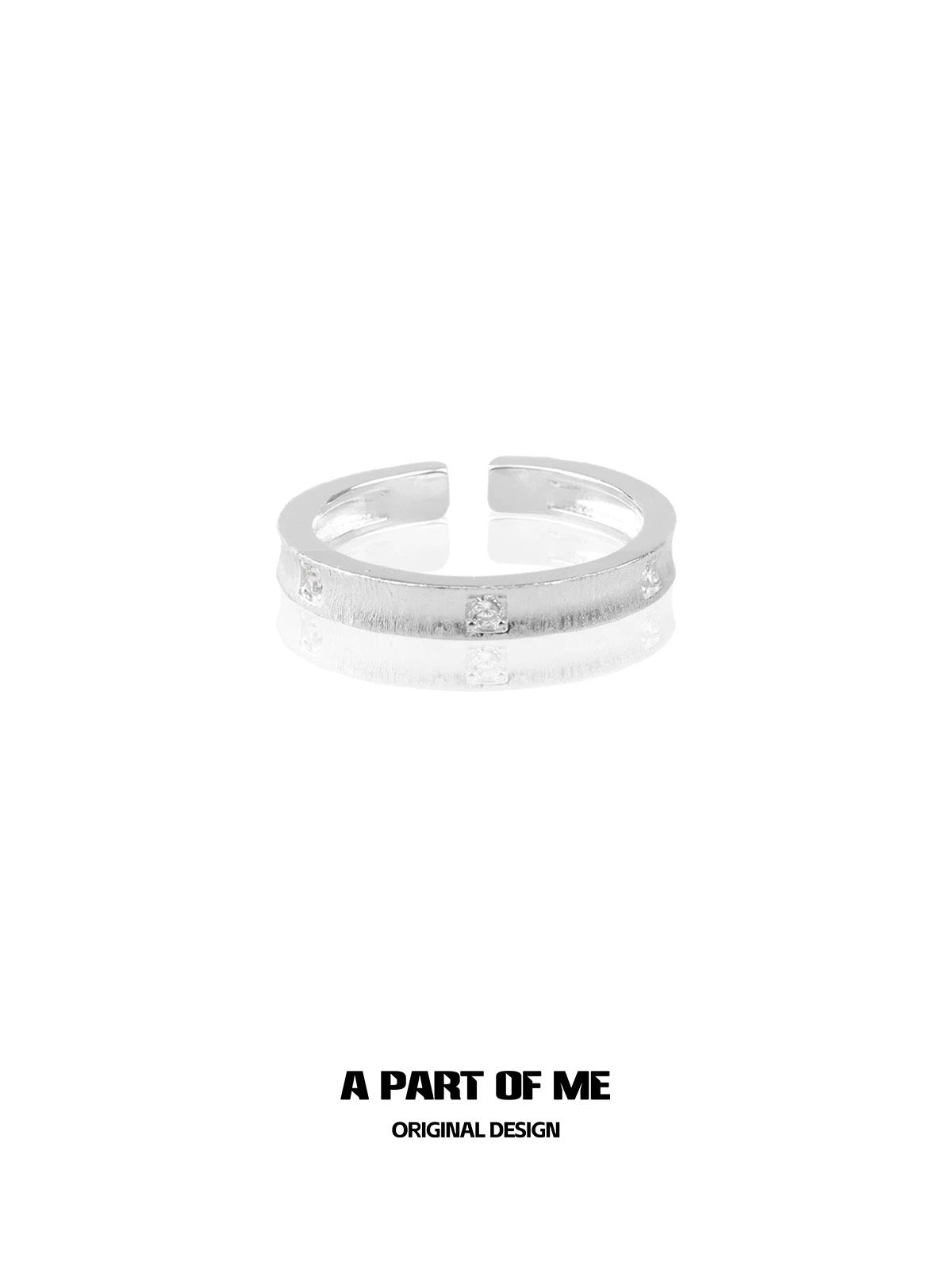 Basic Band S925 Sterling Silver Cubic Zirconia Adjustable Ring
