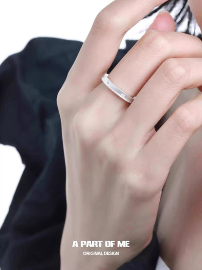 Basic Band S925 Sterling Silver Cubic Zirconia Adjustable Ring